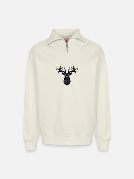 Horns of Darkness - Relaxed Unisex Organic Half Zip Sweatshirt – von SPREAD - Naturweiß