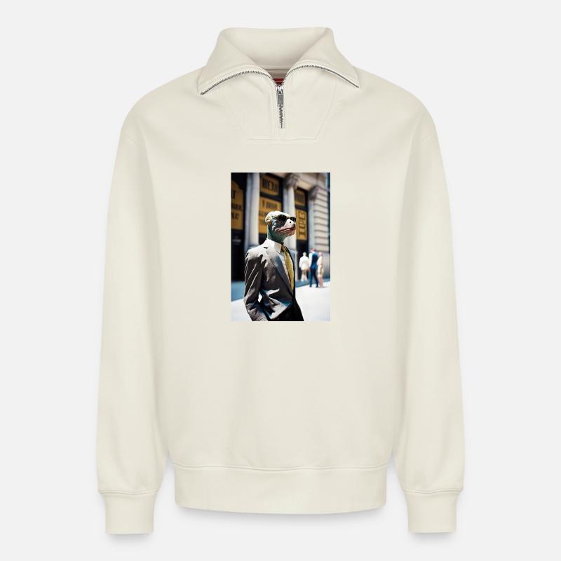 Anthropomorph 05 - Relaxed Unisex Organic Half Zip Sweatshirt – von SPREAD - Naturweiß