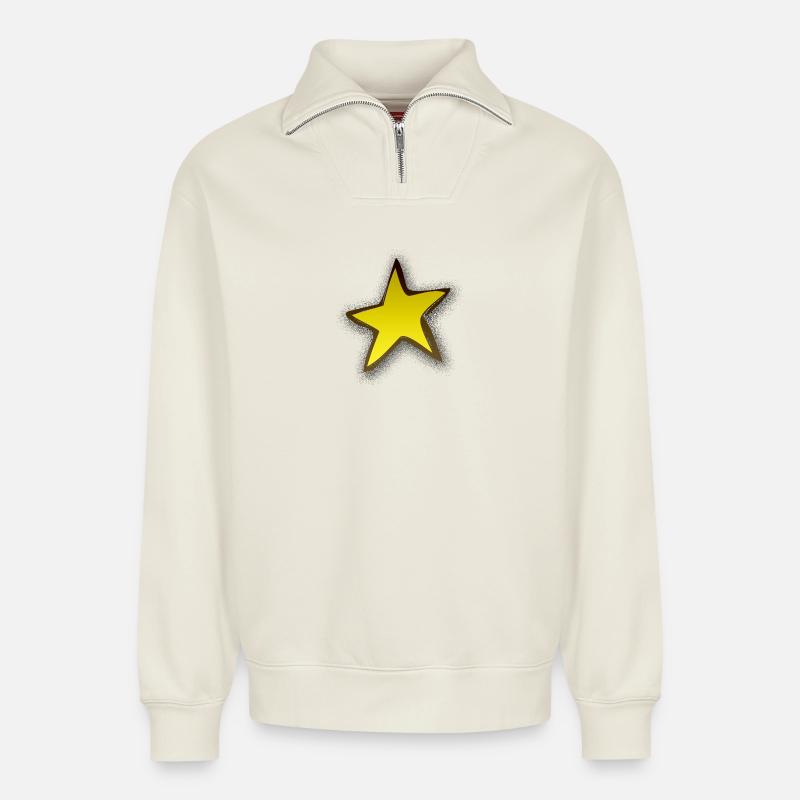 Stern modern | star - Relaxed Unisex Organic Half Zip Sweatshirt – von SPREAD - Naturweiß
