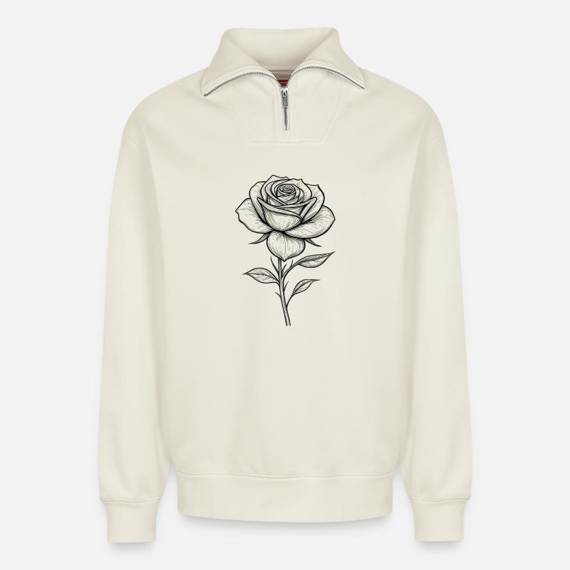 Rose transparent - Relaxed Unisex Organic Half Zip Sweatshirt – von SPREAD - Naturweiß
