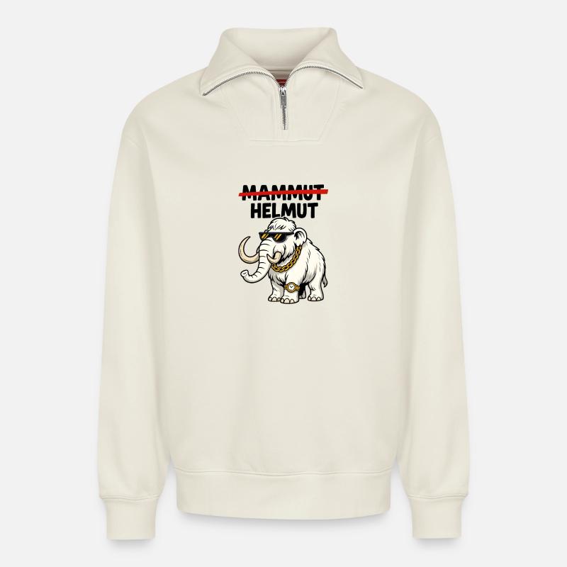 Helmut das Mammut - Relaxed Unisex Organic Half Zip Sweatshirt – von SPREAD - Naturweiß