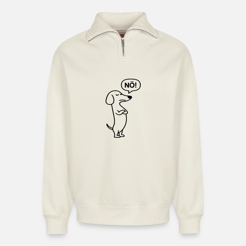 Nö! - Relaxed Unisex Organic Half Zip Sweatshirt – von SPREAD - Naturweiß