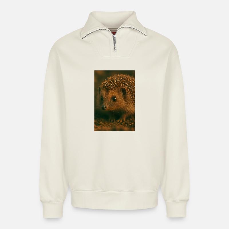 Tiere - Igel - Relaxed Unisex Organic Half Zip Sweatshirt – von SPREAD - Naturweiß