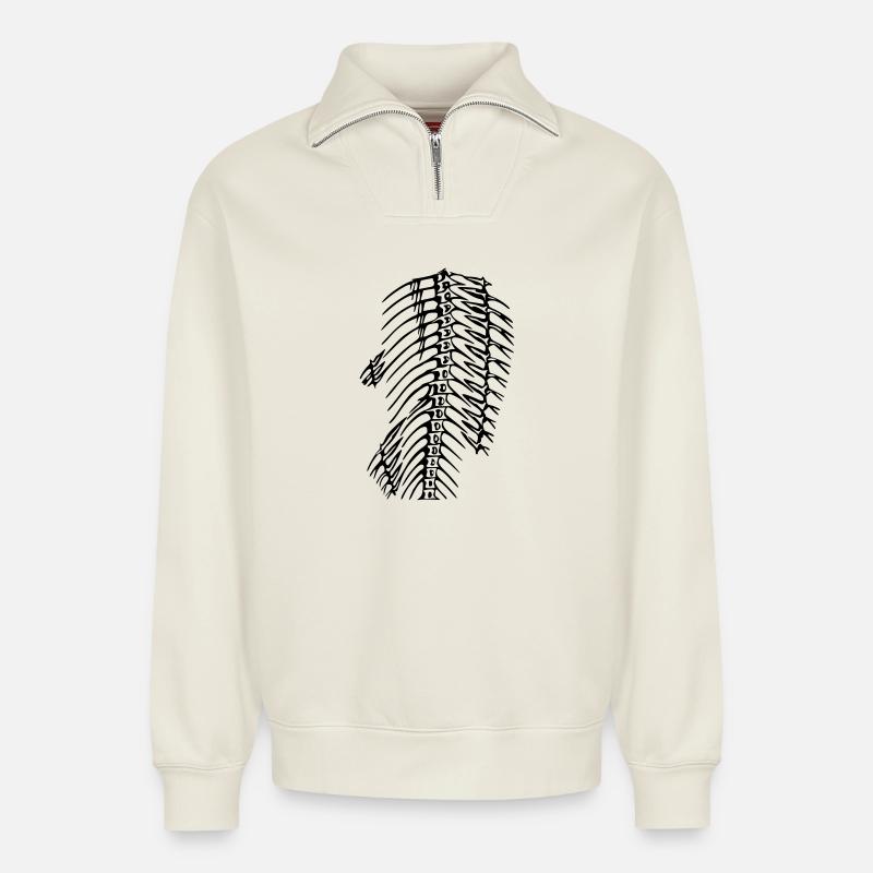 Graete - Relaxed Unisex Organic Half Zip Sweatshirt – von SPREAD - Naturweiß