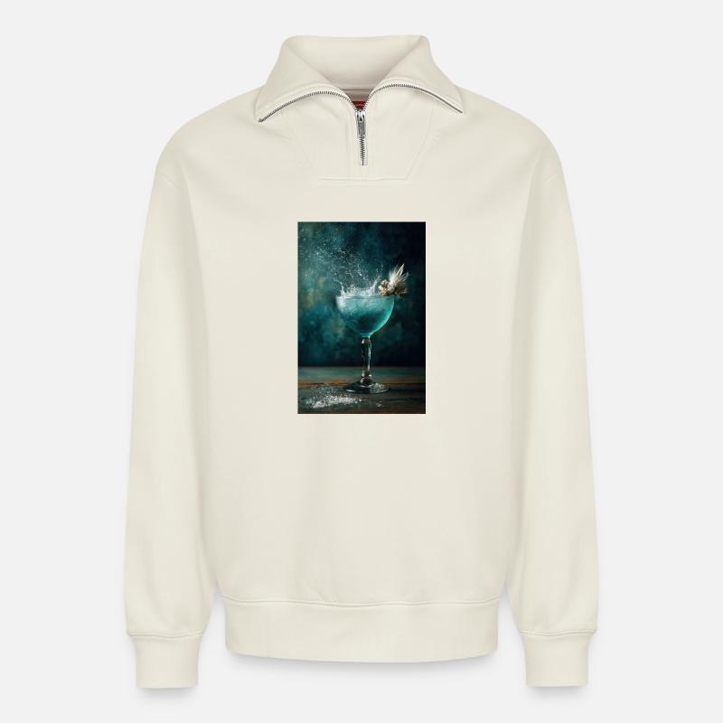 Aqua Splash Coupe Burst - Relaxed Unisex Organic Half Zip Sweatshirt – von SPREAD - Naturweiß