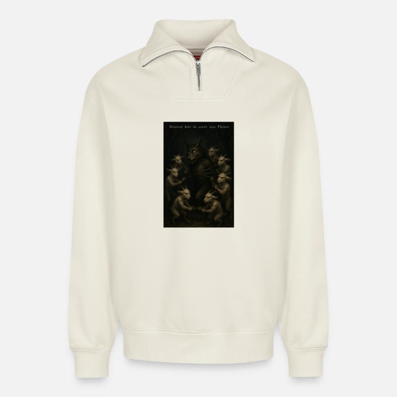 Kampf - Relaxed Unisex Organic Half Zip Sweatshirt – von SPREAD - Naturweiß
