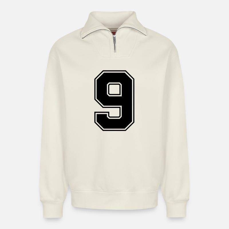 9 - Relaxed Unisex Organic Half Zip Sweatshirt – by SPREAD - off white