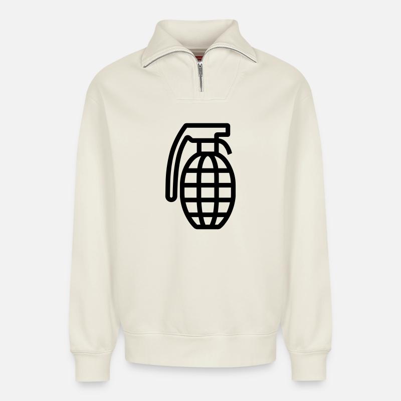 Grenada - Relaxed Unisex Organic Half Zip Sweatshirt – von SPREAD - Naturweiß