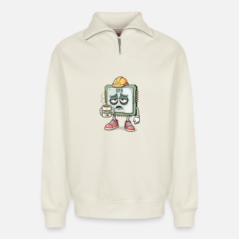 CPU Character - Relaxed Unisex Organic Half Zip Sweatshirt – by SPREAD - off white