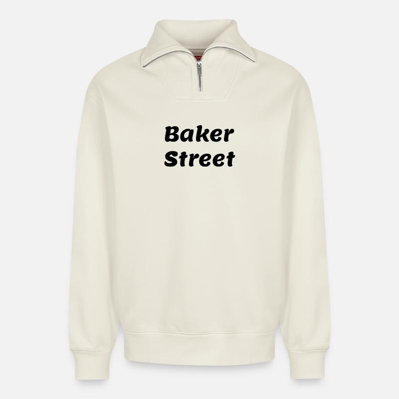 Baker_St- - Relaxed Unisex Organic Half Zip Sweatshirt – von SPREAD - Naturweiß