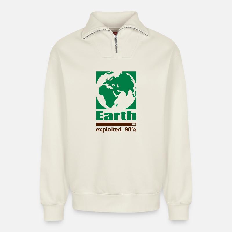 Earth exploited - Relaxed Unisex Organic Half Zip Sweatshirt – von SPREAD - Naturweiß