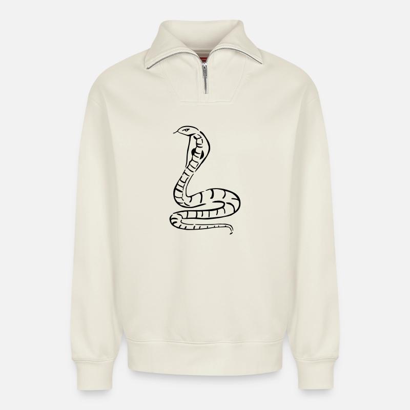 kobra schlange tier - Relaxed Unisex Organic Half Zip Sweatshirt – von SPREAD - Naturweiß
