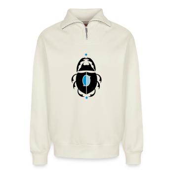 Skarabaeus Glückskäfer - Relaxed Unisex Organic Half Zip Sweatshirt – by SPREAD - off white - Front