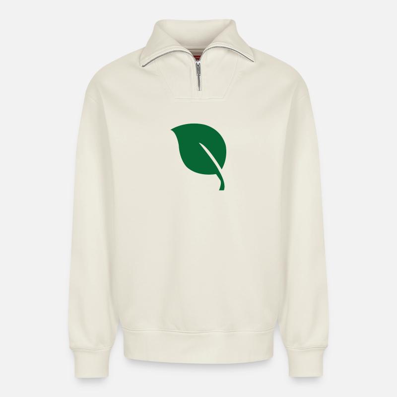 Blatt leaf - Relaxed Unisex Organic Half Zip Sweatshirt – von SPREAD - Naturweiß