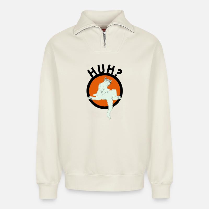 HEIN ? - Sweat unisexe décontracté en coton biologique à demi-zip – de SPREAD - blanc cassé