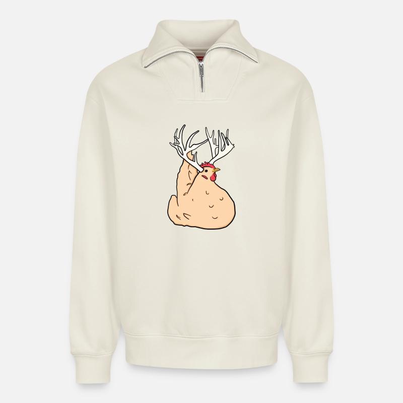 Orpingtons - Relaxed Unisex Organic Half Zip Sweatshirt – by SPREAD - off white