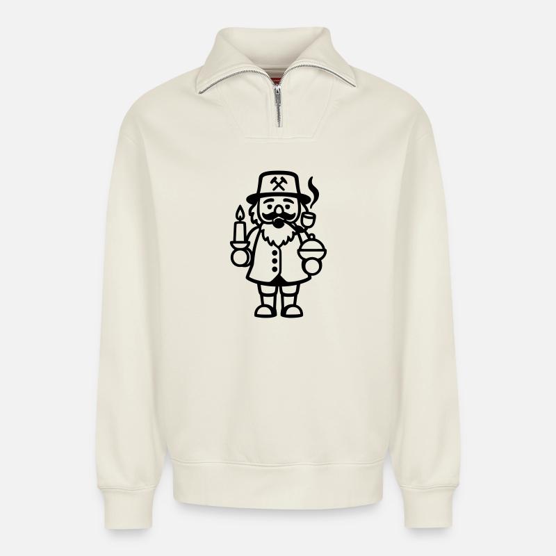 Räuchermann Räuchermännchen Christmas - Relaxed Unisex Organic Half Zip Sweatshirt – by SPREAD - off white