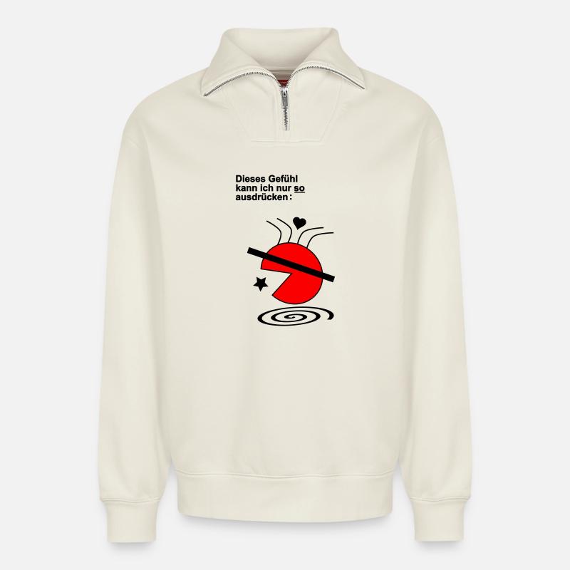 Ce sentiment - Sweat unisexe décontracté en coton biologique à demi-zip – de SPREAD - blanc cassé