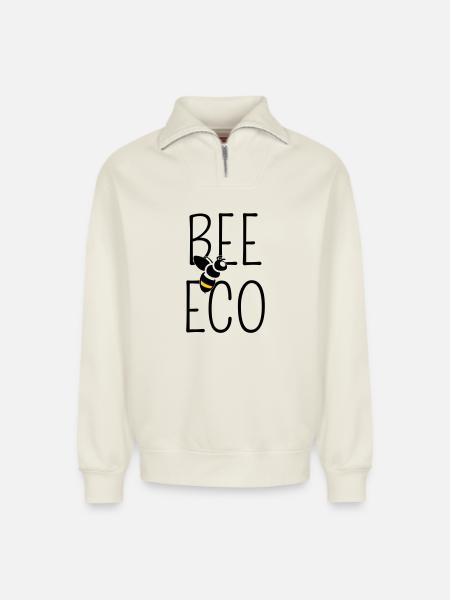 Bee Committed to Organic Transition - Relaxed Unisex Organic Half Zip Sweatshirt – by SPREAD - off white