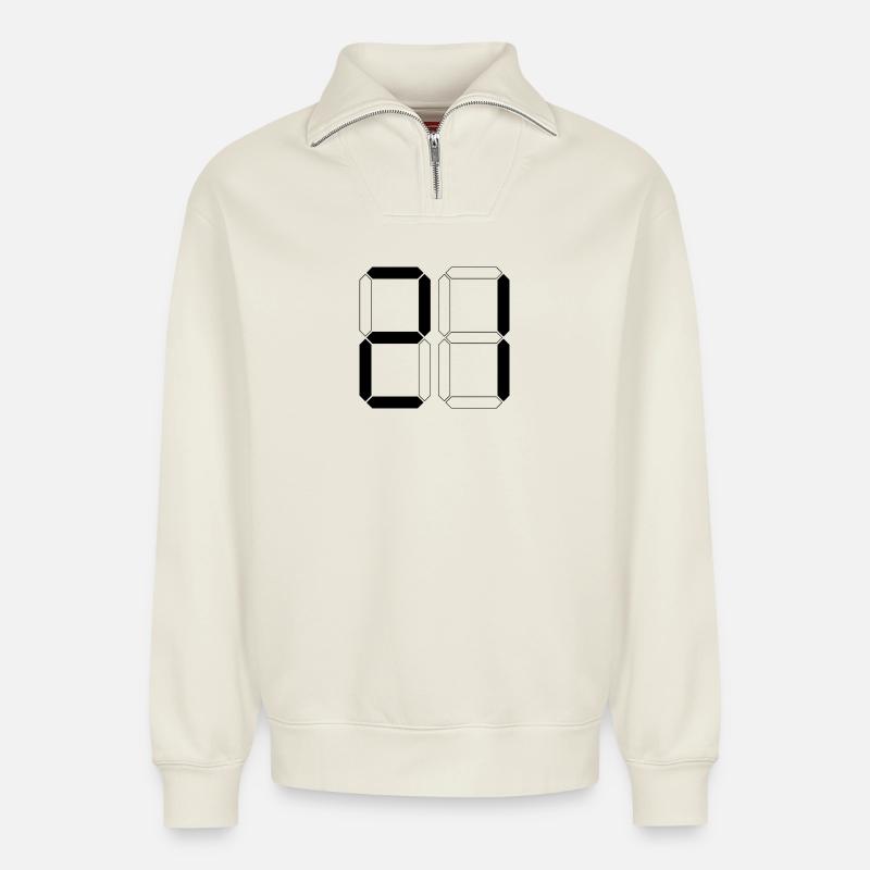 NUMÉRO 21 Vingt-et-Un Dons Numérique - Sweat unisexe décontracté en coton biologique à demi-zip – de SPREAD - blanc cassé