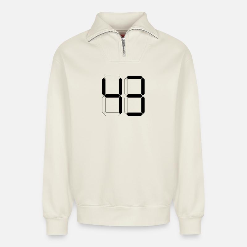 NUMMER 43 Dreiundvierzig Geschenk Digital - Relaxed Unisex Organic Half Zip Sweatshirt – von SPREAD - Naturweiß