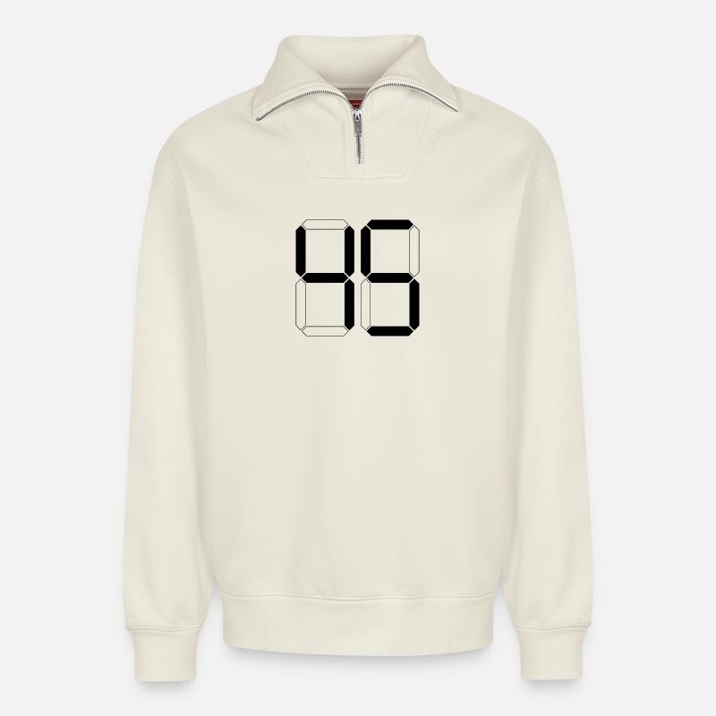 NUMMER 45 Fünfundvierzig Geschenk Digital - Relaxed Unisex Organic Half Zip Sweatshirt – von SPREAD - Naturweiß