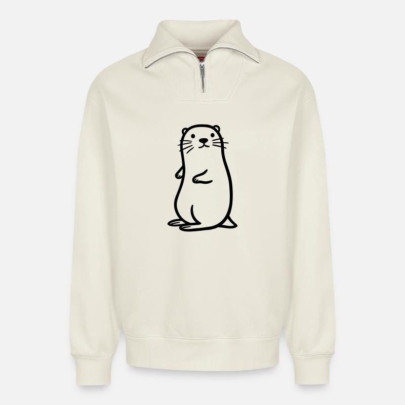Otter - Relaxed Unisex Organic Half Zip Sweatshirt – von SPREAD - Naturweiß