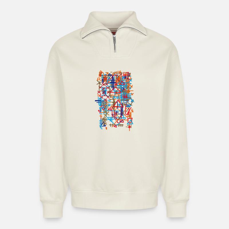 Teppich Abstrakt / Muster - Bauhaus - Relaxed Unisex Organic Half Zip Sweatshirt – von SPREAD - Naturweiß