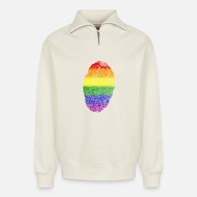 Pride ID - Relaxed Unisex Organic Half Zip Sweatshirt – von SPREAD - Naturweiß