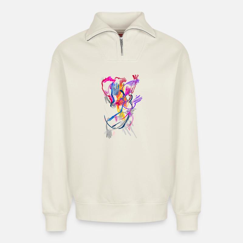 Kunst - Relaxed Unisex Organic Half Zip Sweatshirt – von SPREAD - Naturweiß
