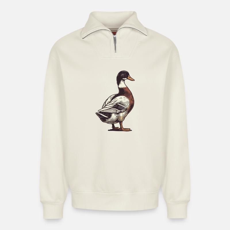 Erpel - Relaxed Unisex Organic Half Zip Sweatshirt – von SPREAD - Naturweiß