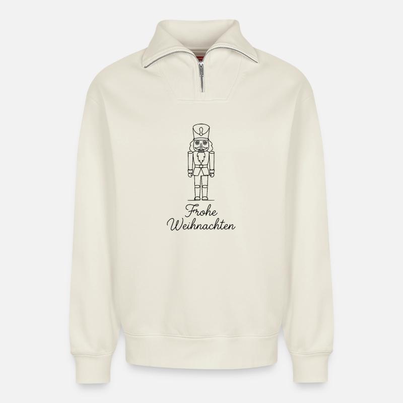 Traditioneller Nußknacker – Weihnachtsdesign Klass - Relaxed Unisex Organic Half Zip Sweatshirt – von SPREAD - Naturweiß