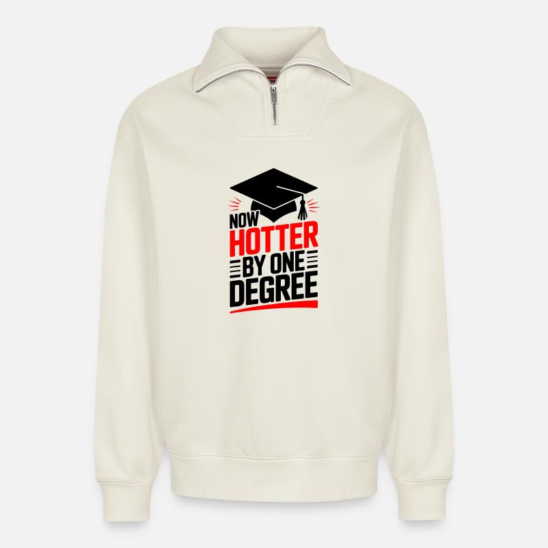 Bachelor Master Doktortitel - Relaxed Unisex Organic Half Zip Sweatshirt – von SPREAD - Naturweiß