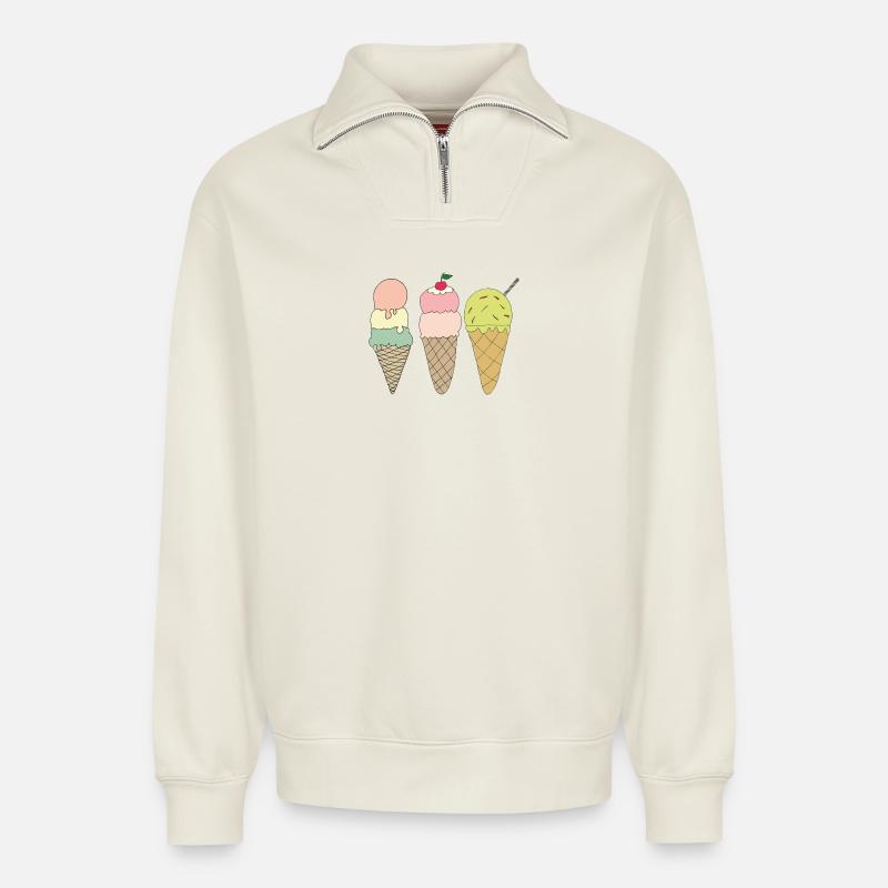 eisvariationen - Relaxed Unisex Organic Half Zip Sweatshirt – von SPREAD - Naturweiß