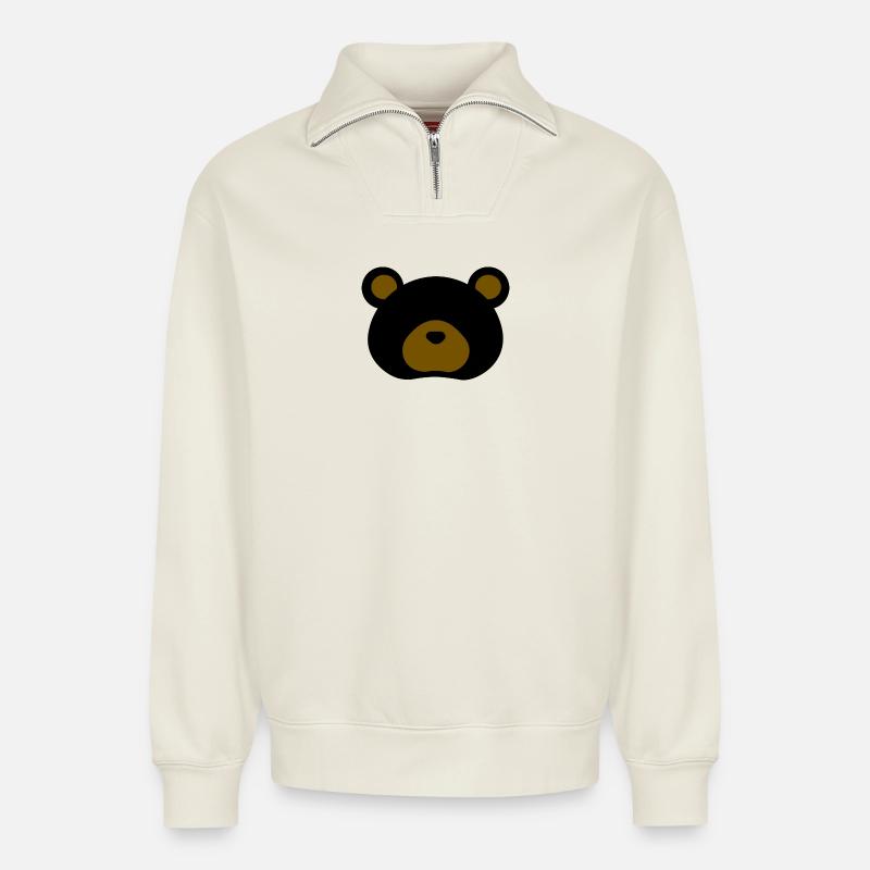 Black Bear - Relaxed Unisex Organic Half Zip Sweatshirt – von SPREAD - Naturweiß