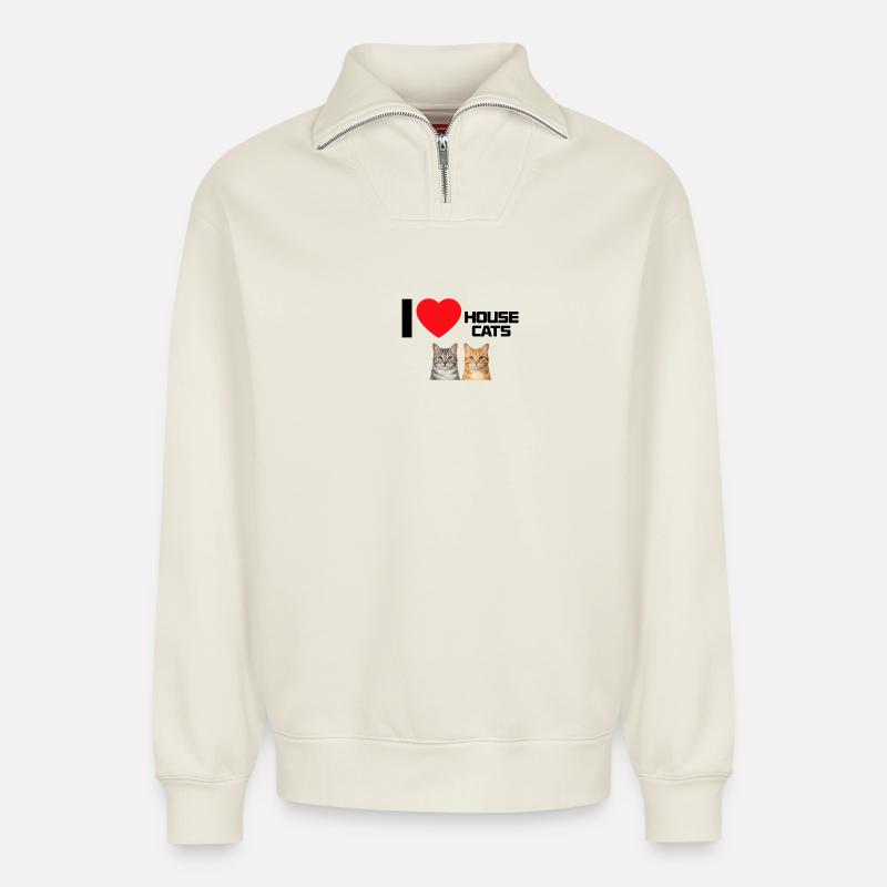 Originaldesign DJ Raymond - Relaxed Unisex Organic Half Zip Sweatshirt – von SPREAD - Naturweiß