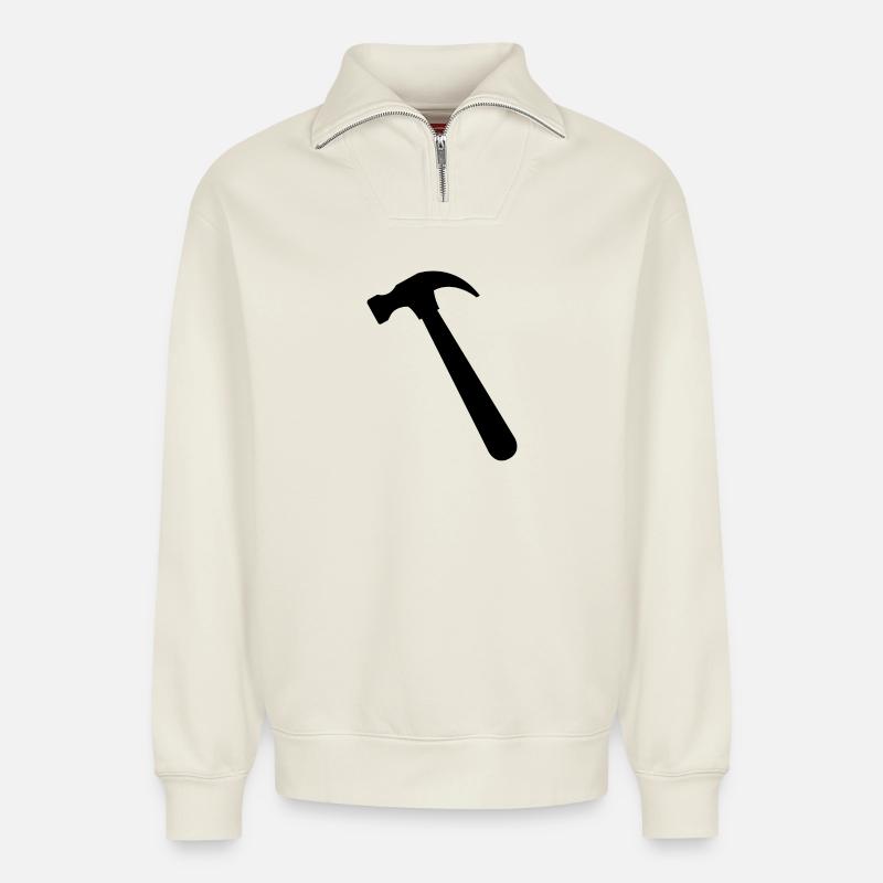 Hammer - Relaxed Unisex Organic Half Zip Sweatshirt – by SPREAD - off white