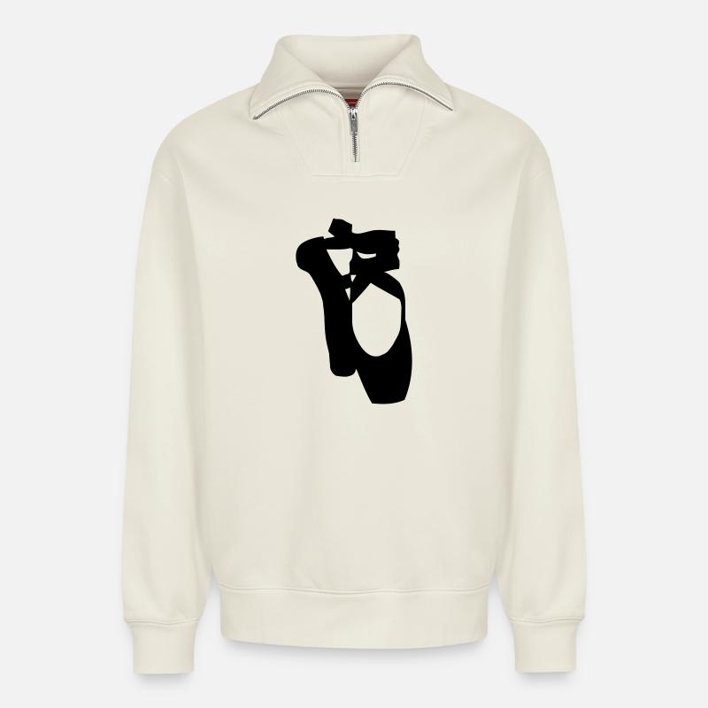 Ballet schuhe - Relaxed Unisex Organic Half Zip Sweatshirt – von SPREAD - Naturweiß