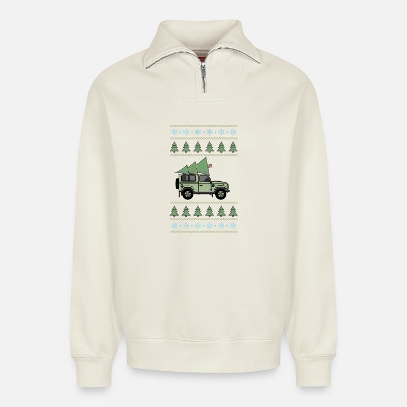 Verteidiger 90 - Weihnachtsbaum - Relaxed Unisex Organic Half Zip Sweatshirt – von SPREAD - Naturweiß