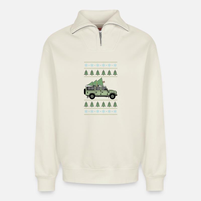 Verteidiger 110 - Baum - Relaxed Unisex Organic Half Zip Sweatshirt – von SPREAD - Naturweiß