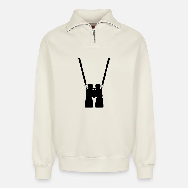 binocular - Relaxed Unisex Organic Half Zip Sweatshirt – by SPREAD - off white