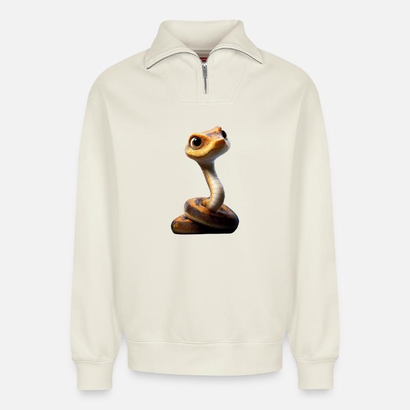 snake, python, cobra, rattlesnake, snakes - Relaxed Unisex Organic Half Zip Sweatshirt – by SPREAD - off white