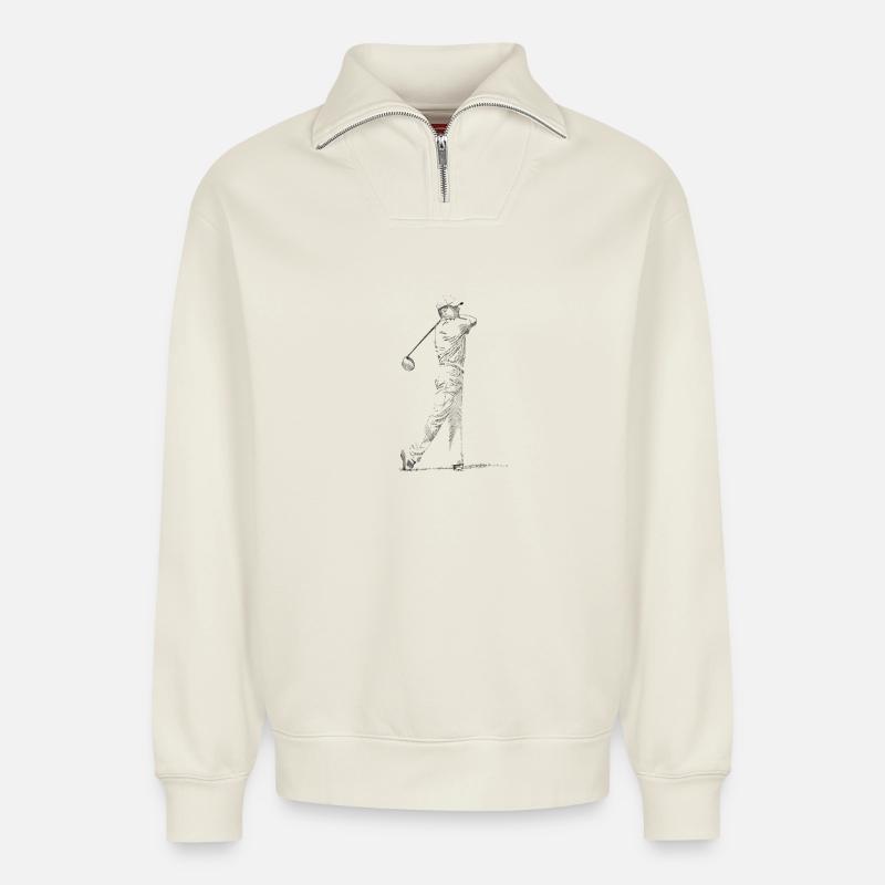 Golf - Relaxed Unisex Organic Half Zip Sweatshirt – von SPREAD - Naturweiß