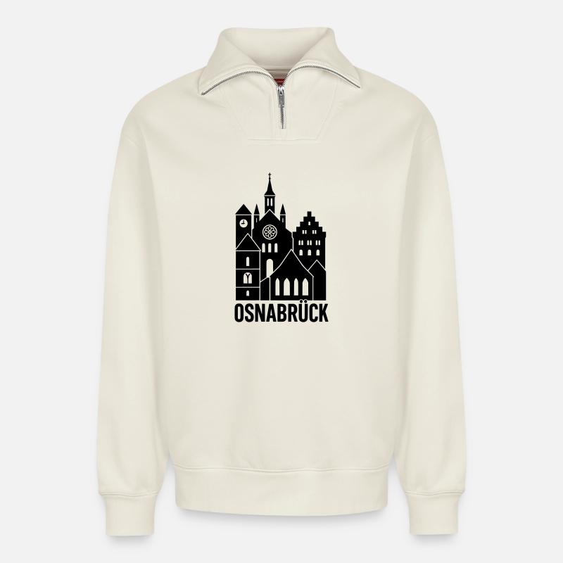 Osnabrück Silhouette - Relaxed Unisex Organic Half Zip Sweatshirt – von SPREAD - Naturweiß