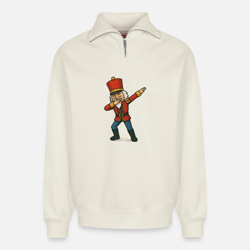 Nutcracker Dabbing Dance - Relaxed Unisex Organic Half Zip Sweatshirt – by SPREAD - off white