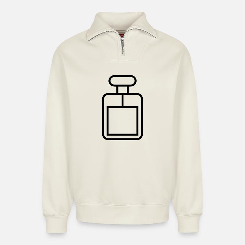 Parfümflasche - Relaxed Unisex Organic Half Zip Sweatshirt – von SPREAD - Naturweiß
