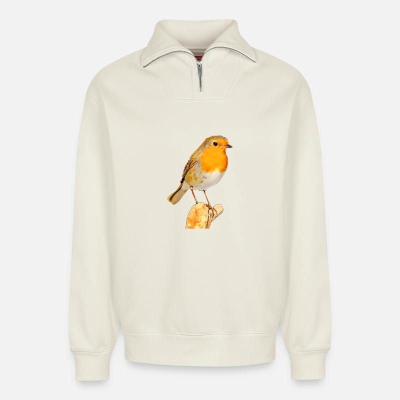 Robin - Relaxed Unisex Organic Half Zip Sweatshirt – by SPREAD - off white