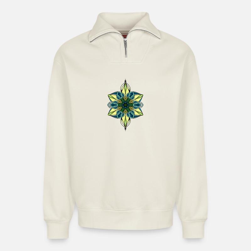 Ornament - Relaxed Unisex Organic Half Zip Sweatshirt – von SPREAD - Naturweiß