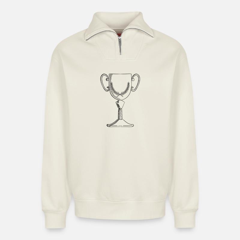 Cup - Relaxed Unisex Organic Half Zip Sweatshirt – by SPREAD - off white