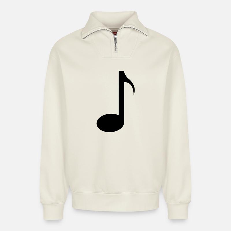 Musiknote - Relaxed Unisex Organic Half Zip Sweatshirt – von SPREAD - Naturweiß